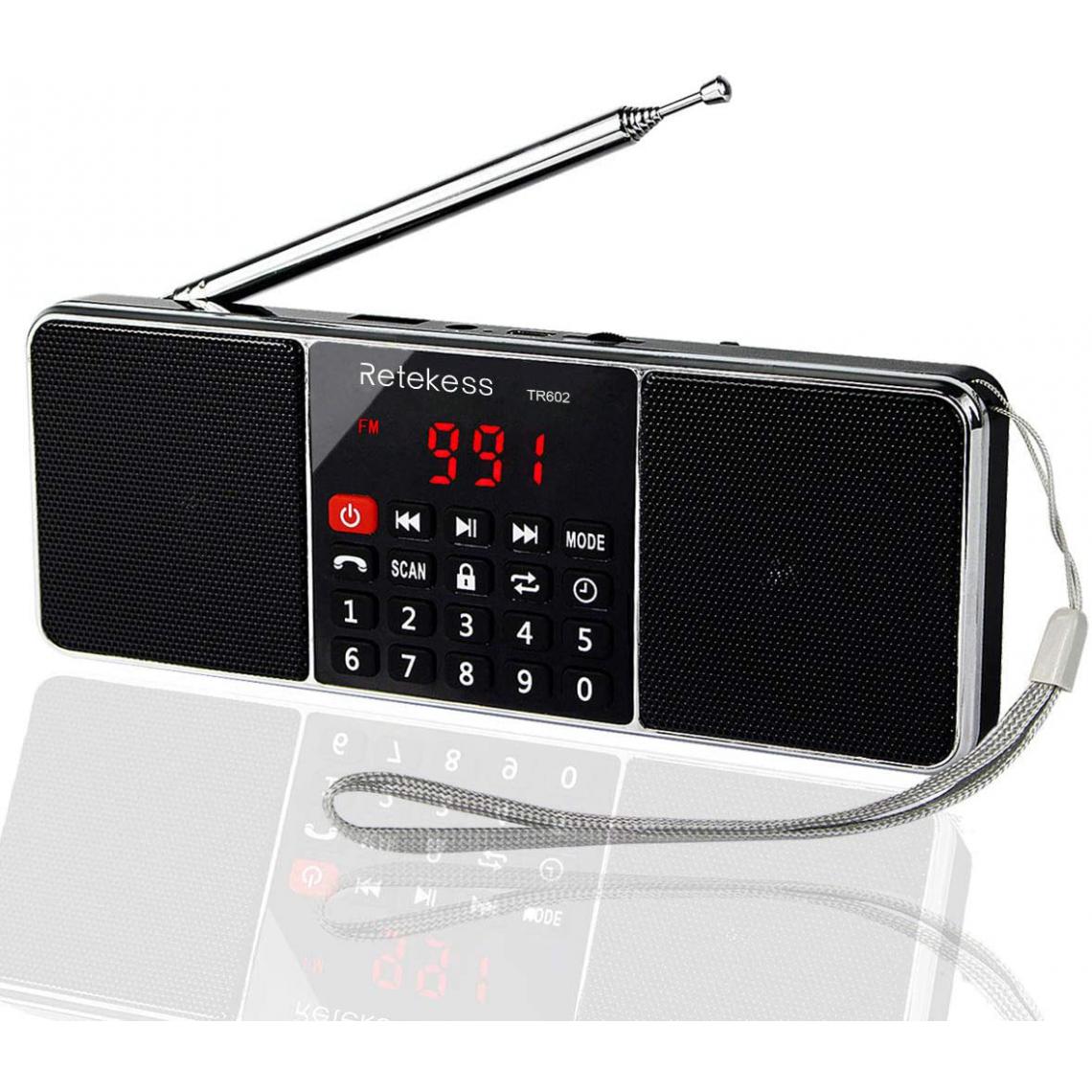 Retekess - radio stéréo AM FM portable avec Lecteur MP3 sans Fil noir - Radio