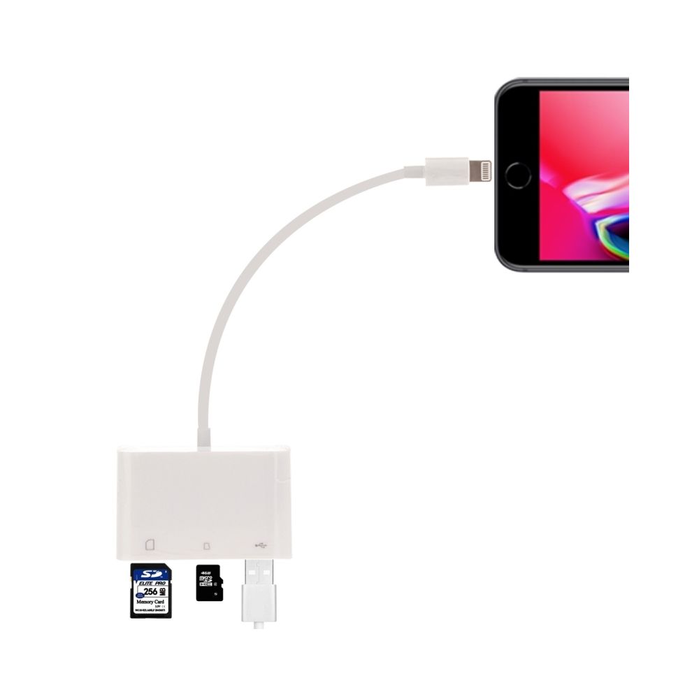 Wewoo - Clé USB blanc pour iPhone, iPad Lightning à SD + TF + Adaptateur de lecteur de caméra USB Port, Support iOS 9.2-11 Système, - Clavier
