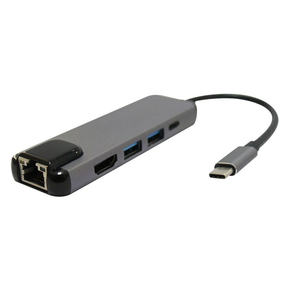 Wewoo - HUB Hub USB3.1 Type-C vers HDMI + Port Ethernet Gigabit + 2 ports Câble adaptateur USB3.0 + PD pour Macbook Pro - Hub