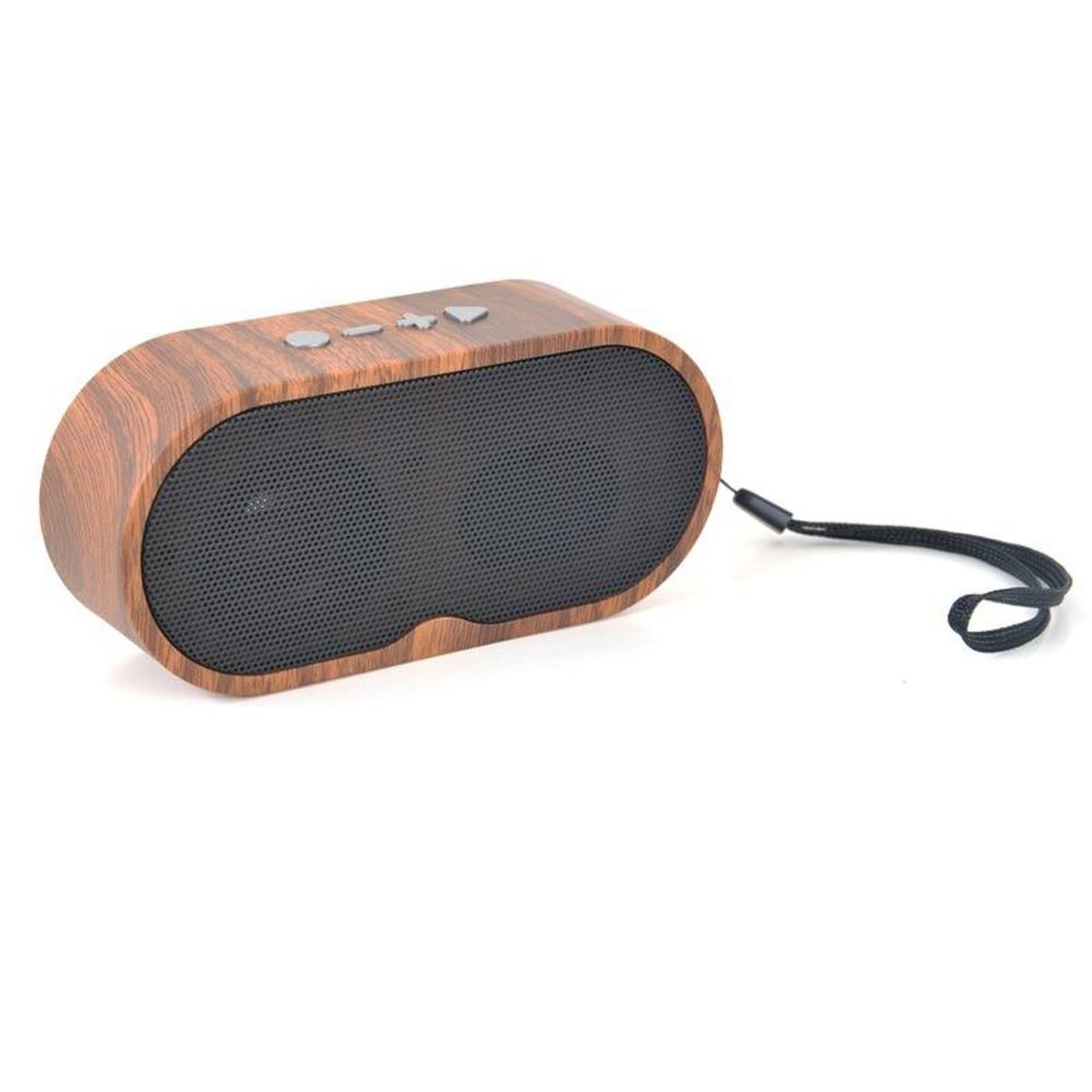marque generique - Haut-parleur Sans Fil Bluetooth 5.0 à Grain De Bois Avec Micro FM USB TF Marron - Barre de son