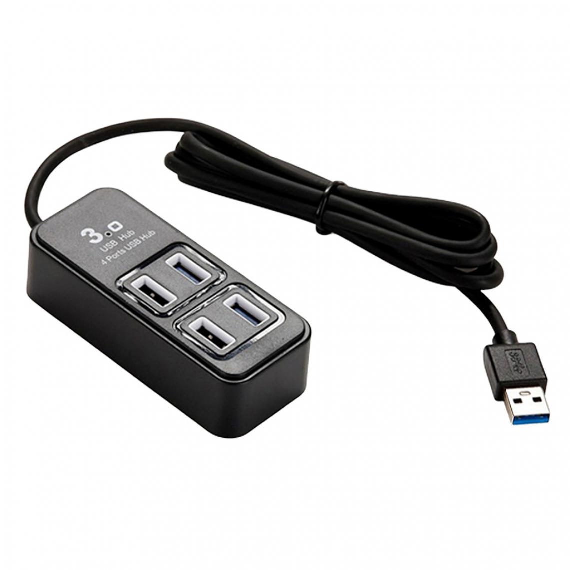 marque generique - Adaptateur D'extension De Connecteur De Concentrateur USB 3.0 à 4 Ports, Convertisseur Multiport, Noir - Hub