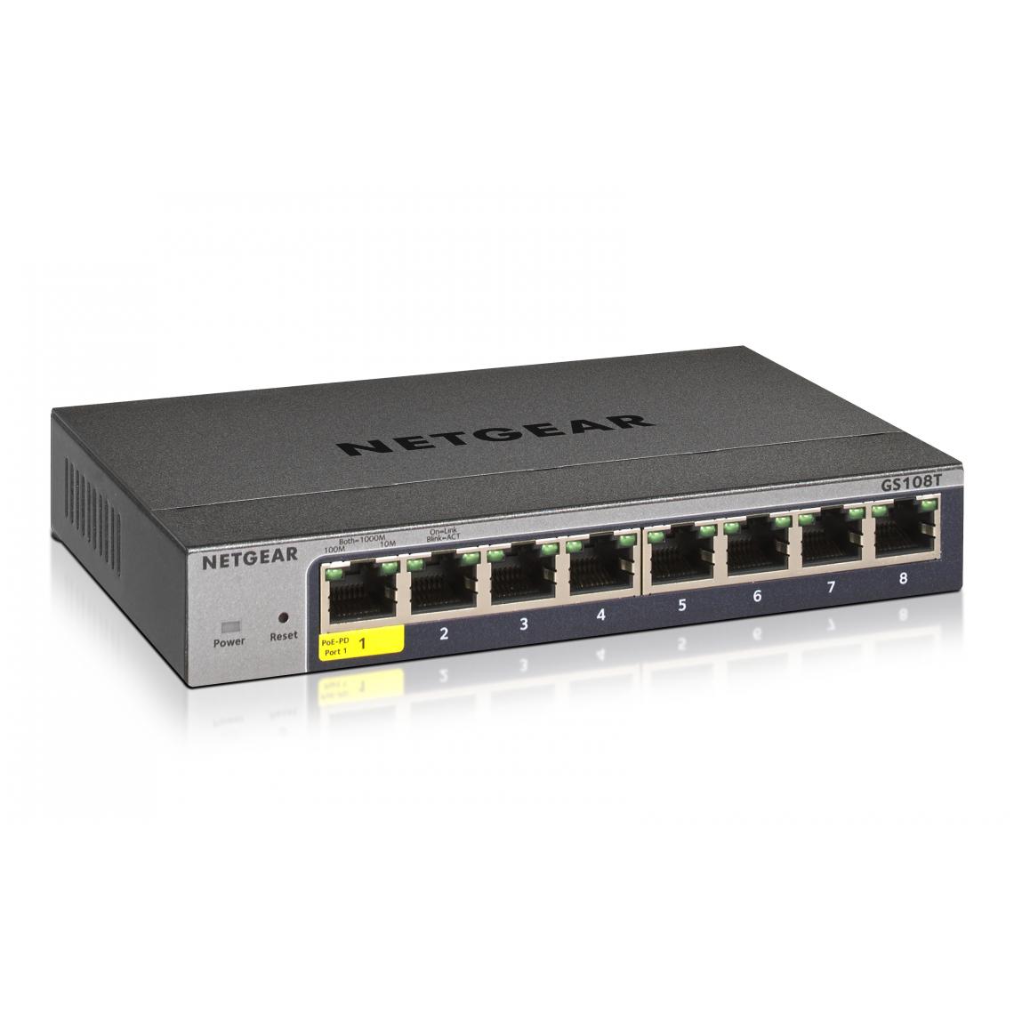 Netgear - Netgear GS108Tv3 Géré L2 Gigabit Ethernet (10/100/1000) Gris - Switch
