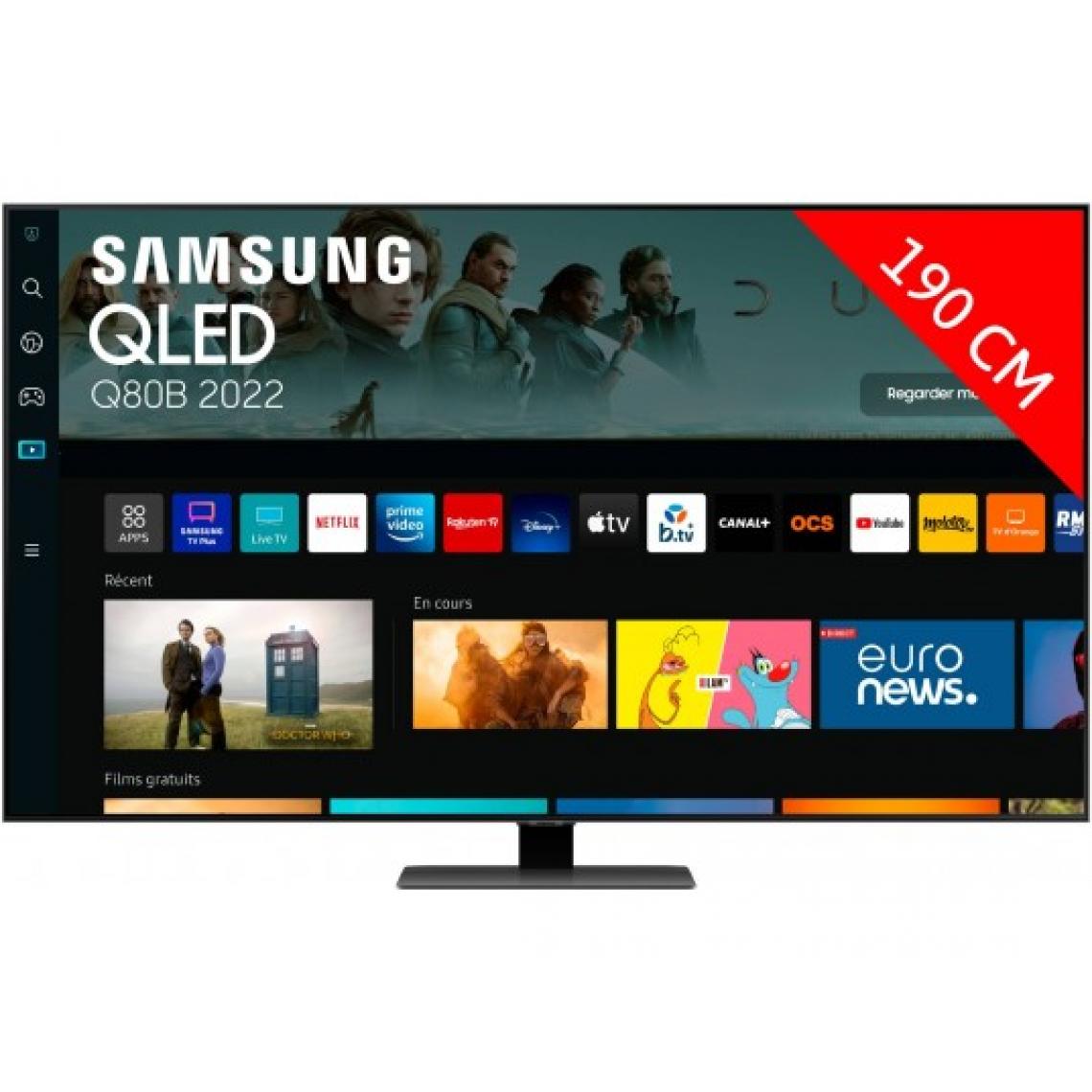 Samsung - TV QLED 4K 189 cm QE75Q80B Smart TV 75 pouces - TV 66'' et plus