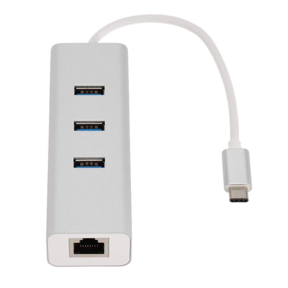 Cabling - CABLING Type C 3-Port USB 3.0 Hub avec Adaptateur Ethernet gigabit| pour New MacBook, Nokia N1, Chromebook Pixel 2015, Nexus 6P, Nexus 5X, Pixel C - Hub