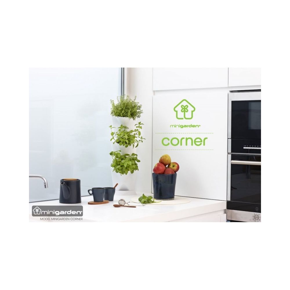 Minigarden - Minigarden Corner - Kit de Jardin Végétal Vertical Noir en coin à 3 niveaux - 3 modules - Poterie, bac à fleurs