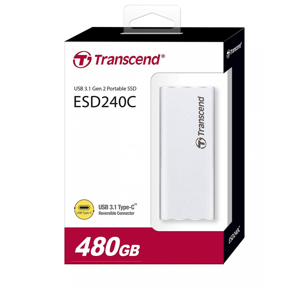 Transcend - 480GB External SSD USB 3.1 Gen2 Type C - Disque Dur interne