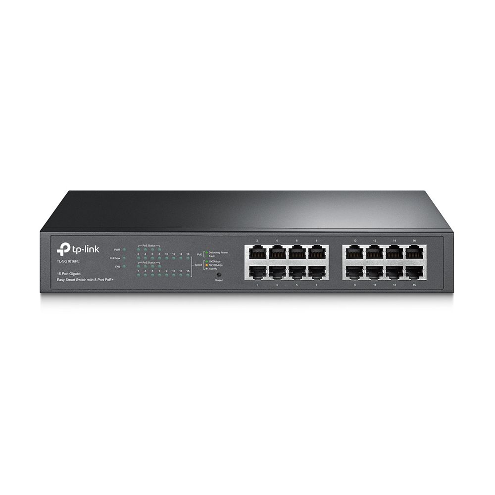 TP-LINK - TL-SG1016PE Switch PoE administrable 16 ports Gigabit dont 8 ports PoE+ (Bureau, Boîtier Métal) - Switch