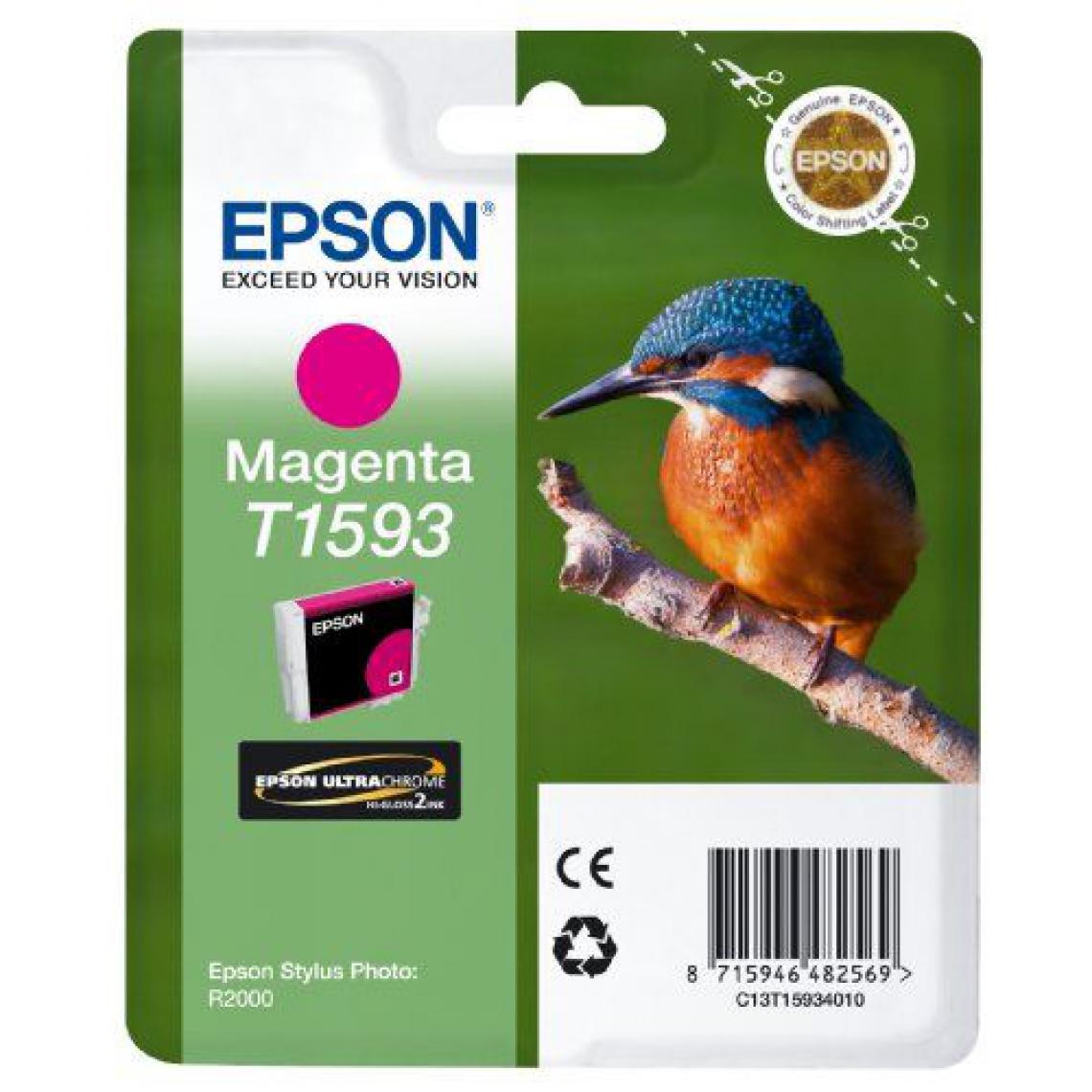 Epson - Epson T1593 Cartouche d'encre d'origine pour Stylus Photo R2000 Magenta - Scanner