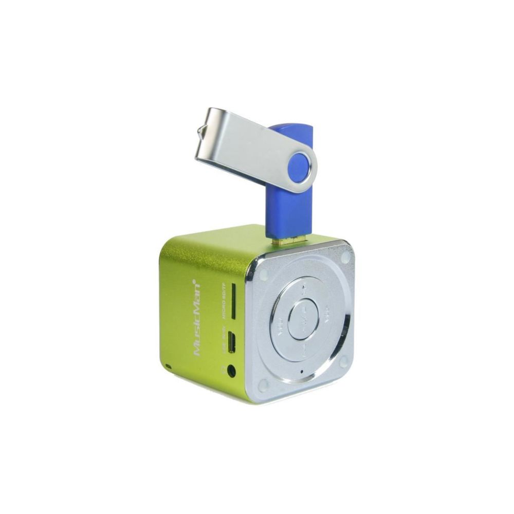 Sans Marque - MUSICMAN MINI SOUNDSTATION Mini Enceinte portable avec lecteur MP3 integre, port USB et fente carte micro SD jusqua 32 GB - Vert - Enceinte PC