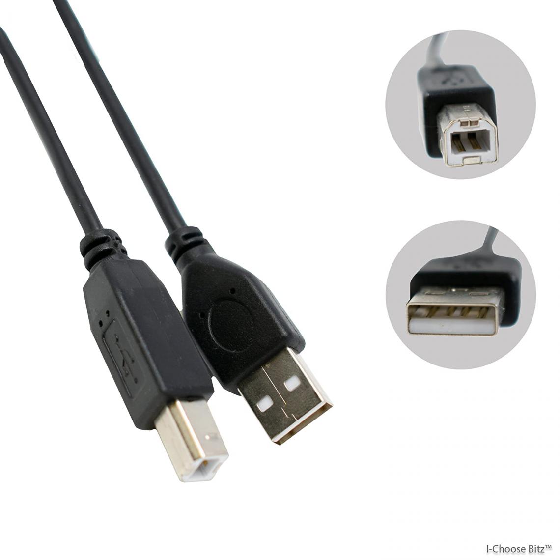 Ineck - INECK - 1,8M Cordon Noir USB A vers B 1.8 m pour imprimante et fax - Câble antenne