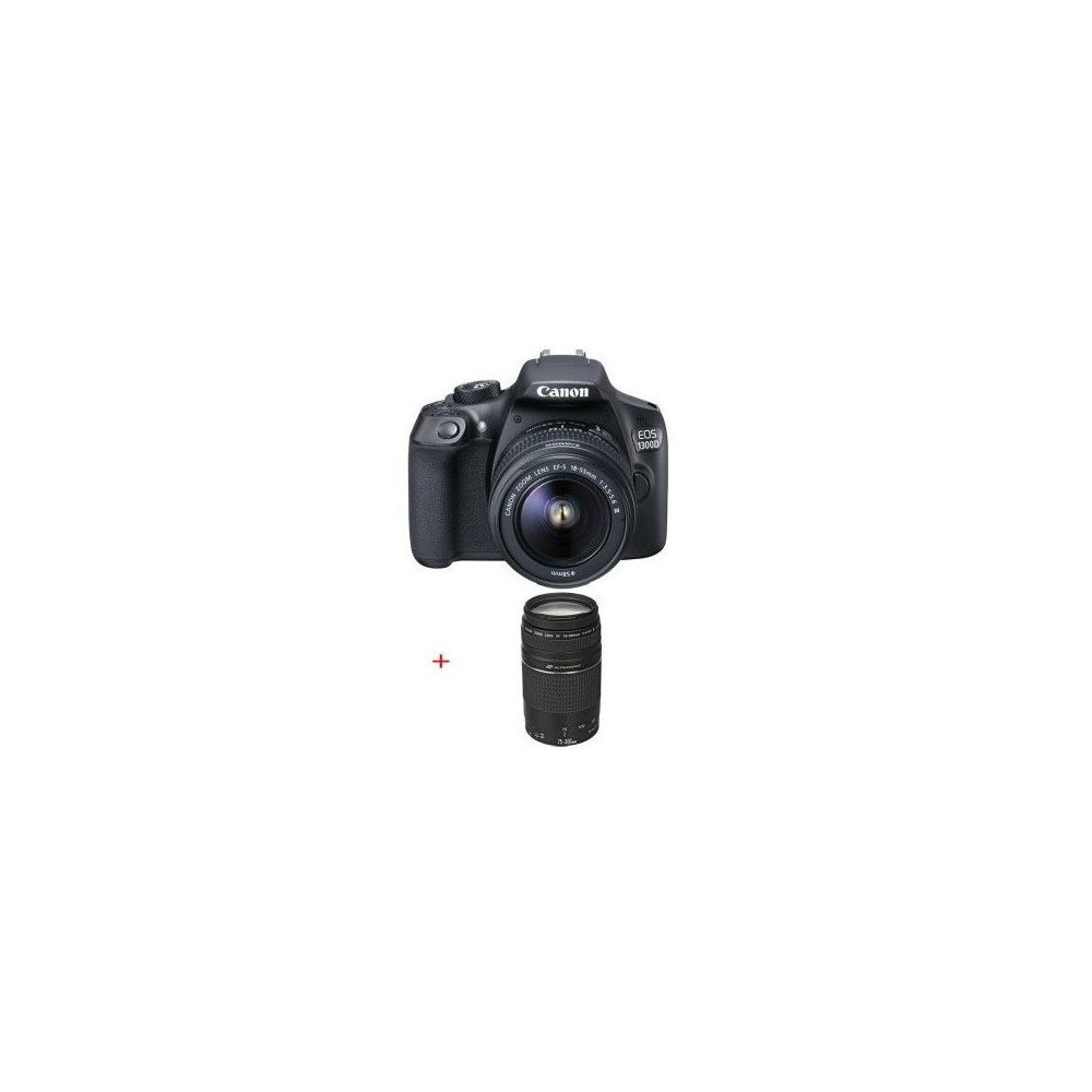 Canon - CANON EOS 1300D KIT EF-S 18-55mm F3.5-5.6 IS III + EF 75-300mm F4-5.6 III - Reflex Grand Public
