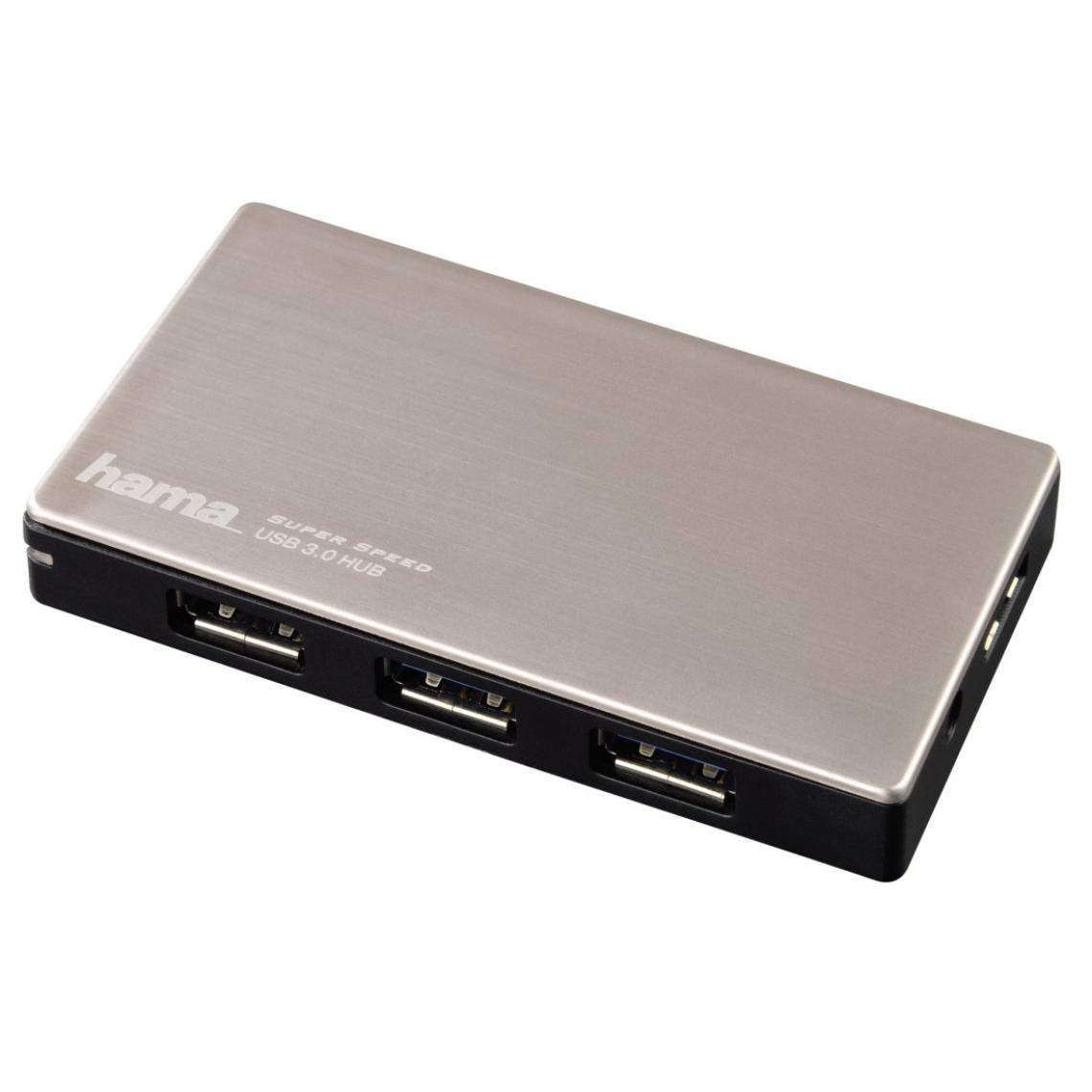 Hama - Hub USB 3.0, 1:4, avec fonction de charge et bloc secteur - Hub