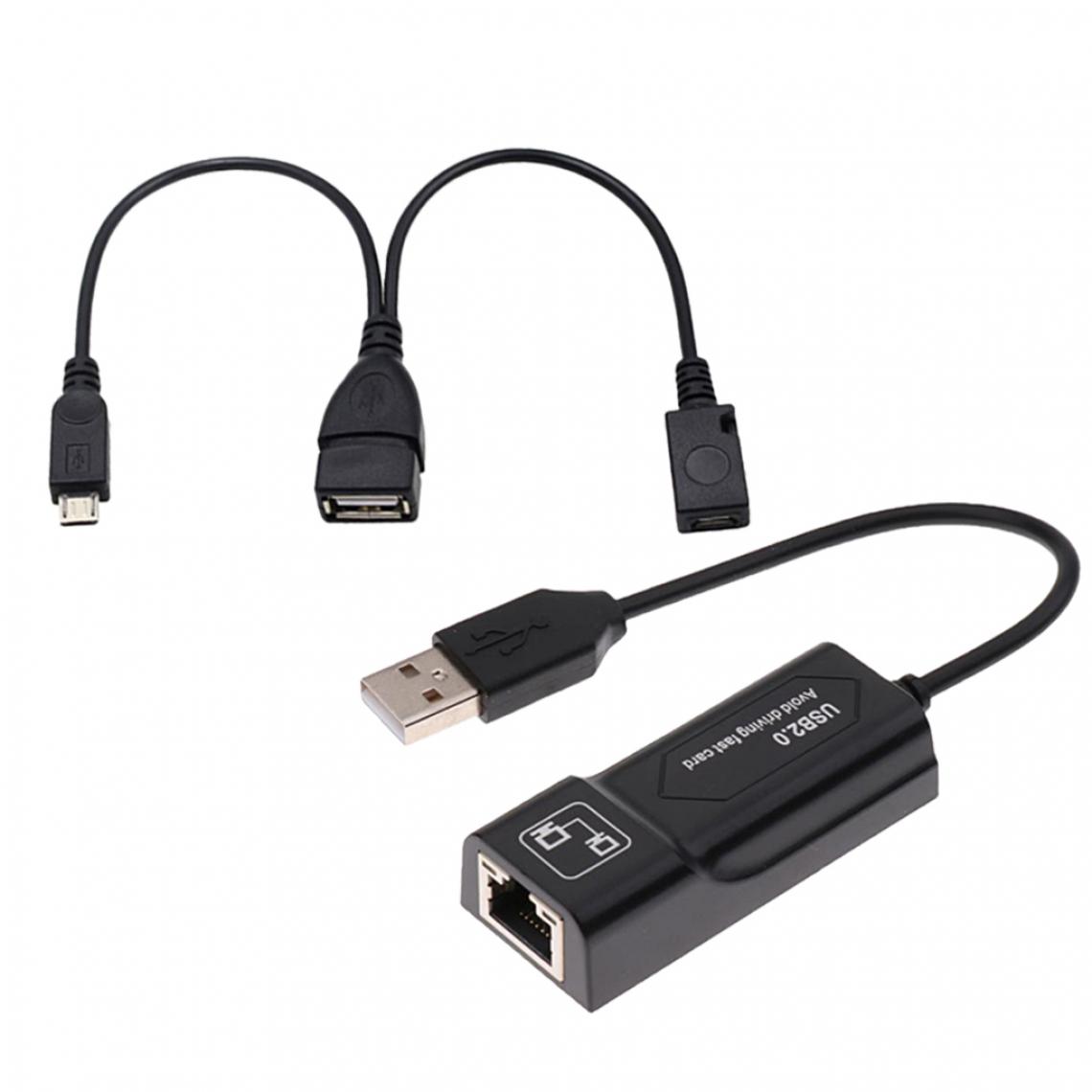 marque generique - Câble USB 2.0 Vers LAN RJ45 et Câble USB Femelle Vers Double Port USB, Noir - Hub