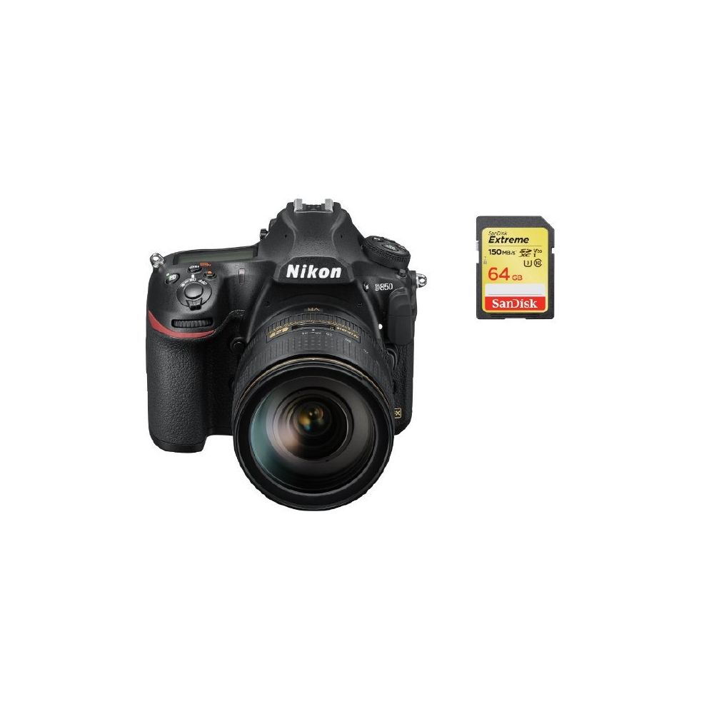 Nikon - NIKON D850 KIT AF-S 24-120MM F4G ED VR + 64GB SD card - Reflex Grand Public