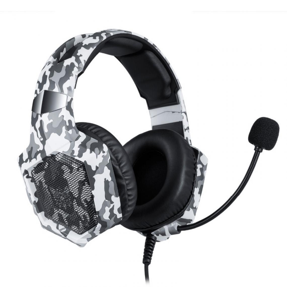 ele ELEOPTION - K8 Camouflage Headset Wired PC Gamer Stereo Gaming Headphones,White - Micro-Casque