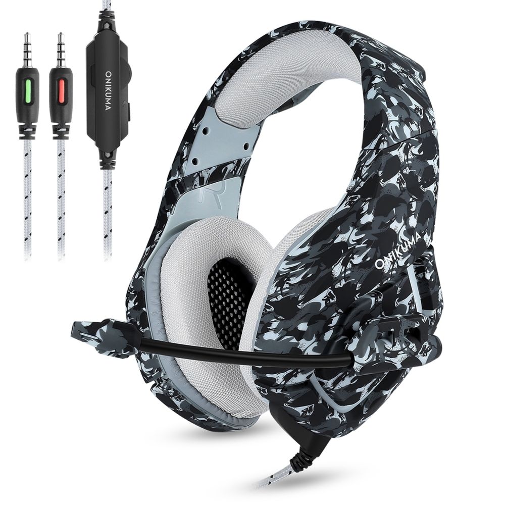 Wewoo - Casque gris pour PS4, Smartphone, Tablette, PC, Ordinateur Portable Deep Bass Bruit Annulation Camouflage Gaming Headphone avec Microphone - Micro-Casque