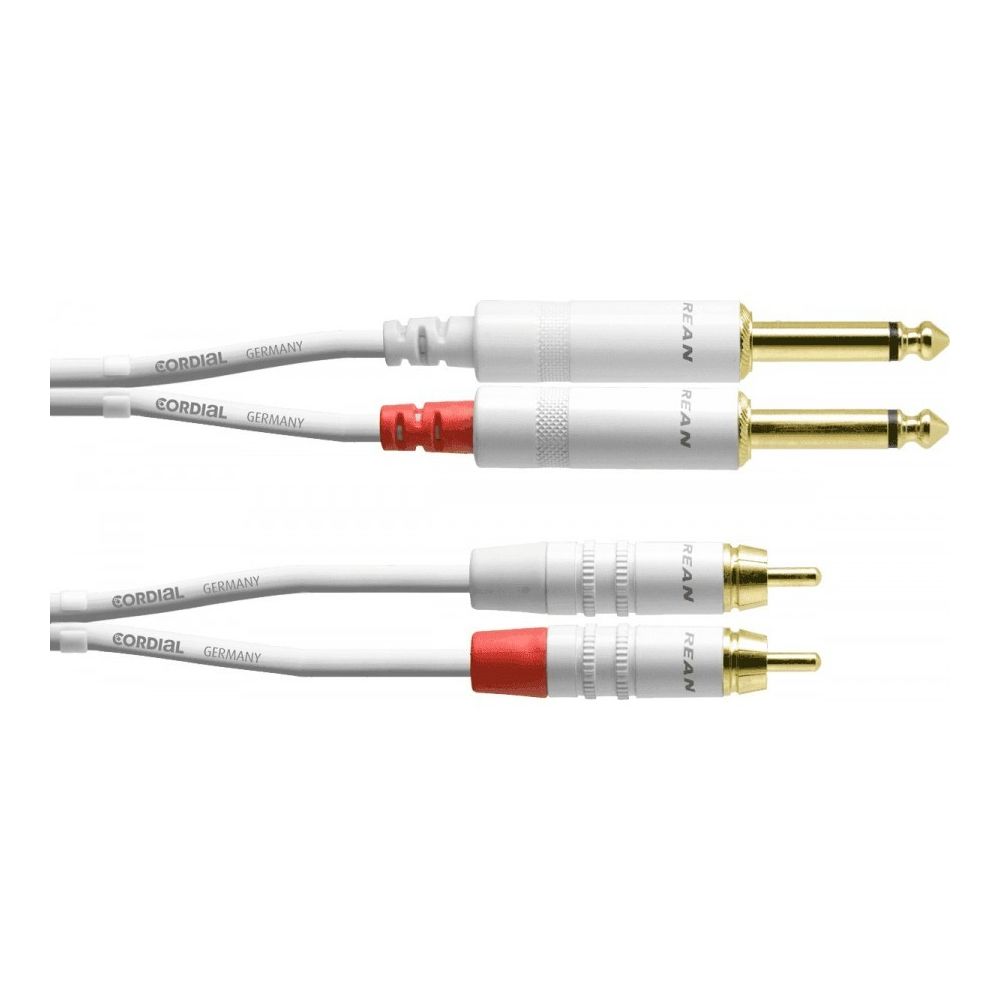 Cordial - Cordial CFU1.5PC-SNOW - Câble audio 2 jacks mono mâles - 2 RCA mâles 1,5 m blanc - Effets et périphériques