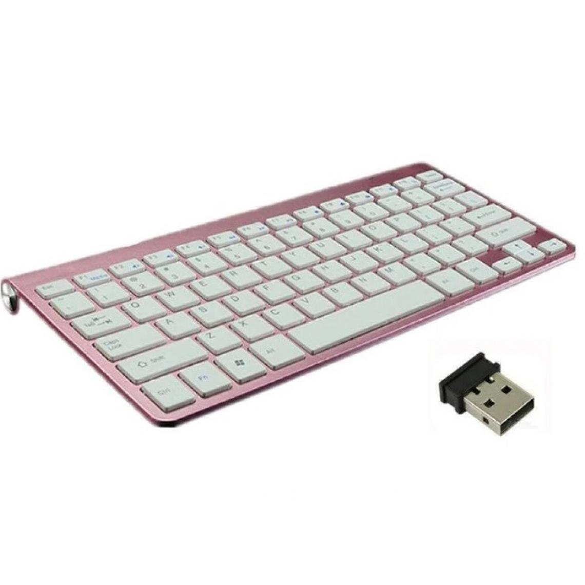 Shot - Clavier Sans Fil Metal pour PC ORDISSIMO USB QWERTY Piles (ROSE) - Clavier