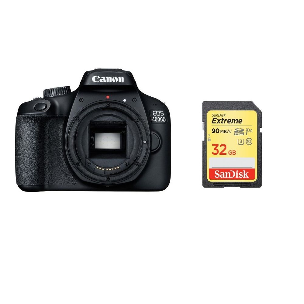 Canon - CANON EOS 4000D Body Black + 32GB SD card - Reflex Grand Public