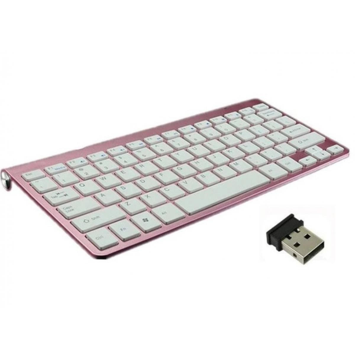 Shot - Clavier Sans Fil Metal pour PC MICROSOFT USB QWERTY Piles (ROSE) - Clavier