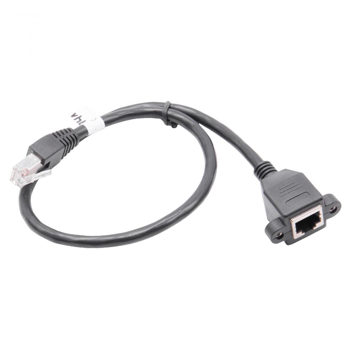 Vhbw - vhbw Câble d'extension LAN Ethernet Cat6 Rallonge RJ45 mâle vers femelle RJ 45 50cm avec trous de vis de montage sur panneau; noir - Accessoires alimentation