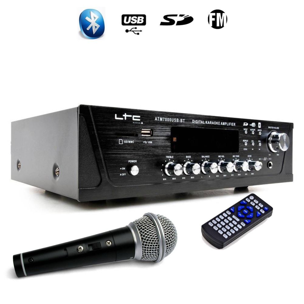 Ltc Audio - Amplificateur stéréo HIFI LTC ATM7000USB-BT 100W tuner digital, USB/SD/MMC/BT/KARAOKE + Micro filaire - Ampli