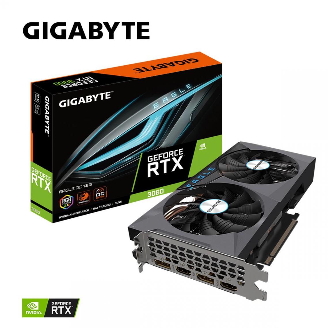 Gigabyte - GeForce RTX 3060 - EAGLE OC - 12 Go - LHR - Carte Graphique NVIDIA