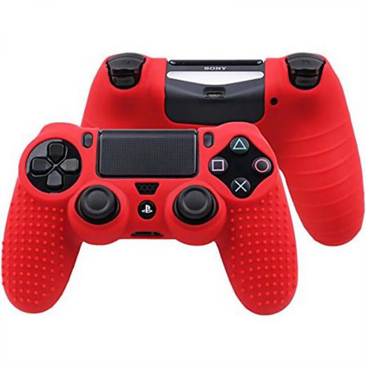 Shot - Coque Silicone pour Manette PS4 Playstation Grip Accroche Couleur Protection (ROUGE) - Joystick