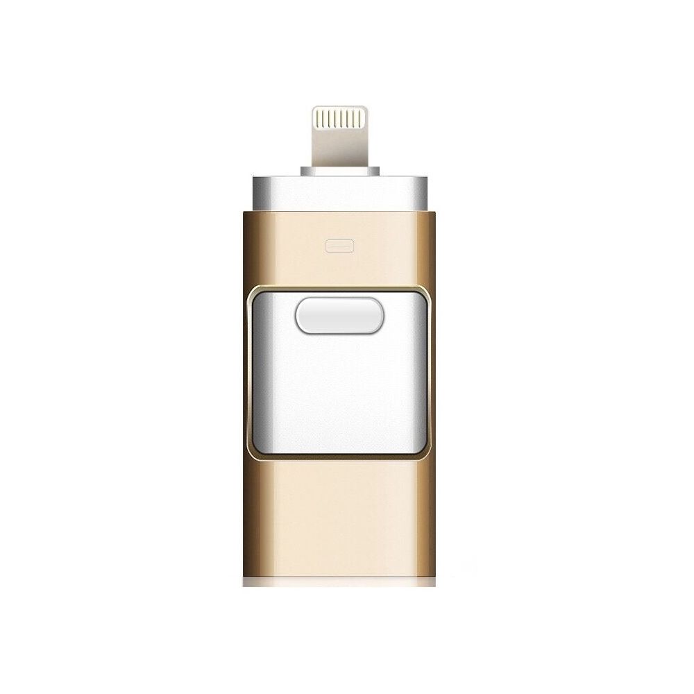Wewoo - Clé USB 3 en 1 16 Go Lightning 8 broches + Micro USB + USB 3.0 Disque flash push-pull métal avec fonction OTG (Or) - Clés USB