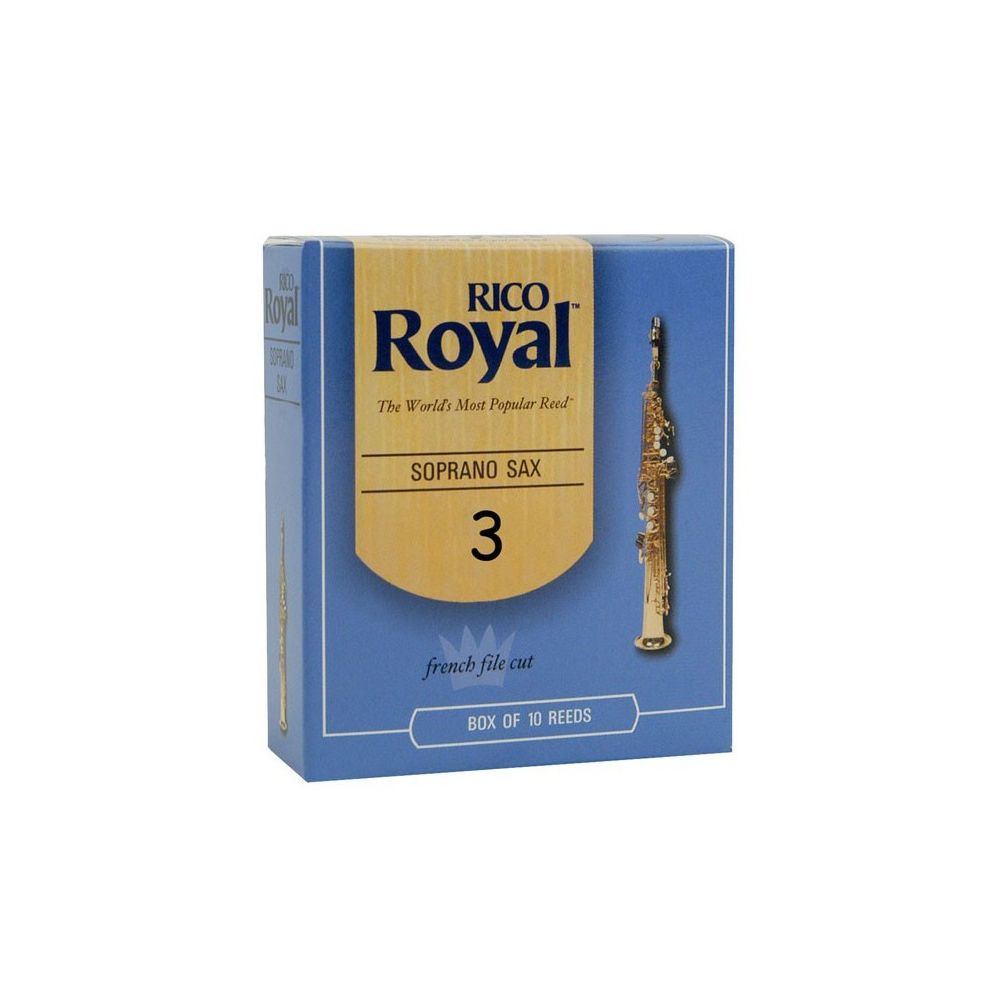 Rico - Boîte de 10 anches Rico Royal pour saxophone soprano force 3 - Accessoires instruments à vent