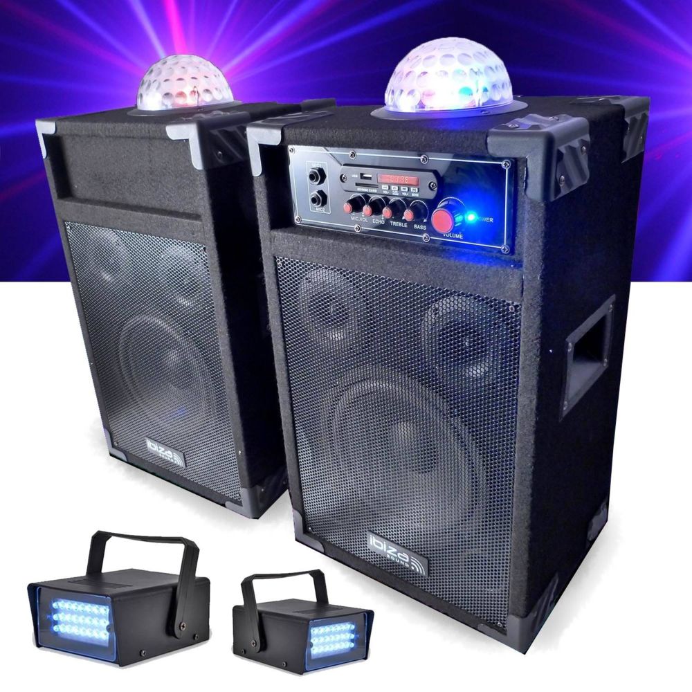 Ibiza Sound - Karaoké enceintes active-passive 250W PMPO + Astro + 2 mini strobos LYTOR - Packs sonorisation