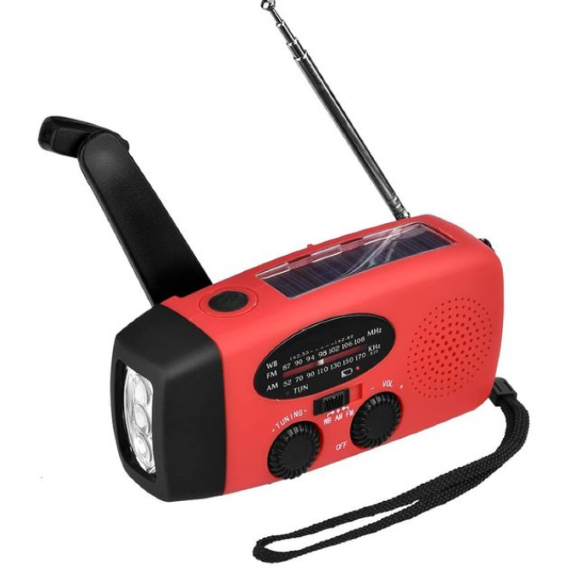 Universal - Radio AM/FM portable d'urgence 5 en 1 1000 mAh Alimentation Banque Manivelle Autonome AM/FM/NOAA Radio solaire avec 3 lampes de poche LED(Rouge) - Radio