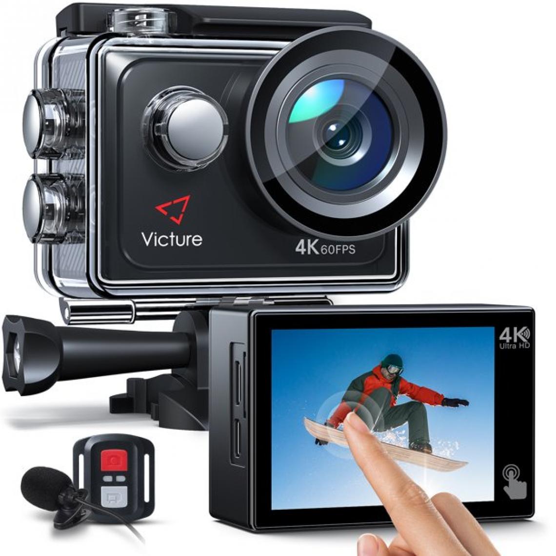 Victure - Caméra D'action Victure AC920 4K 60FPS, Zoom 8X, Écran Tactile, Double Microphone, Télécommande, Kit d'accessoires Inclus Version de Mise à Niveau 2022 - Accessoires caméra