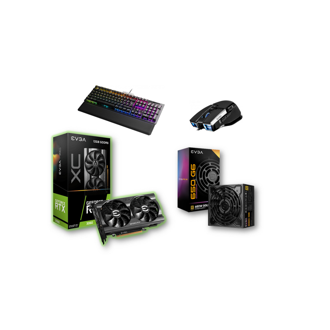 Evga - GeForce RTX 3060 XC GAMING - Dual Fan - 12Go + EVGA Supernova 650 G6 - 80 plus Gold + Z15 - Mécanique + X17 - Noir - Carte Graphique NVIDIA
