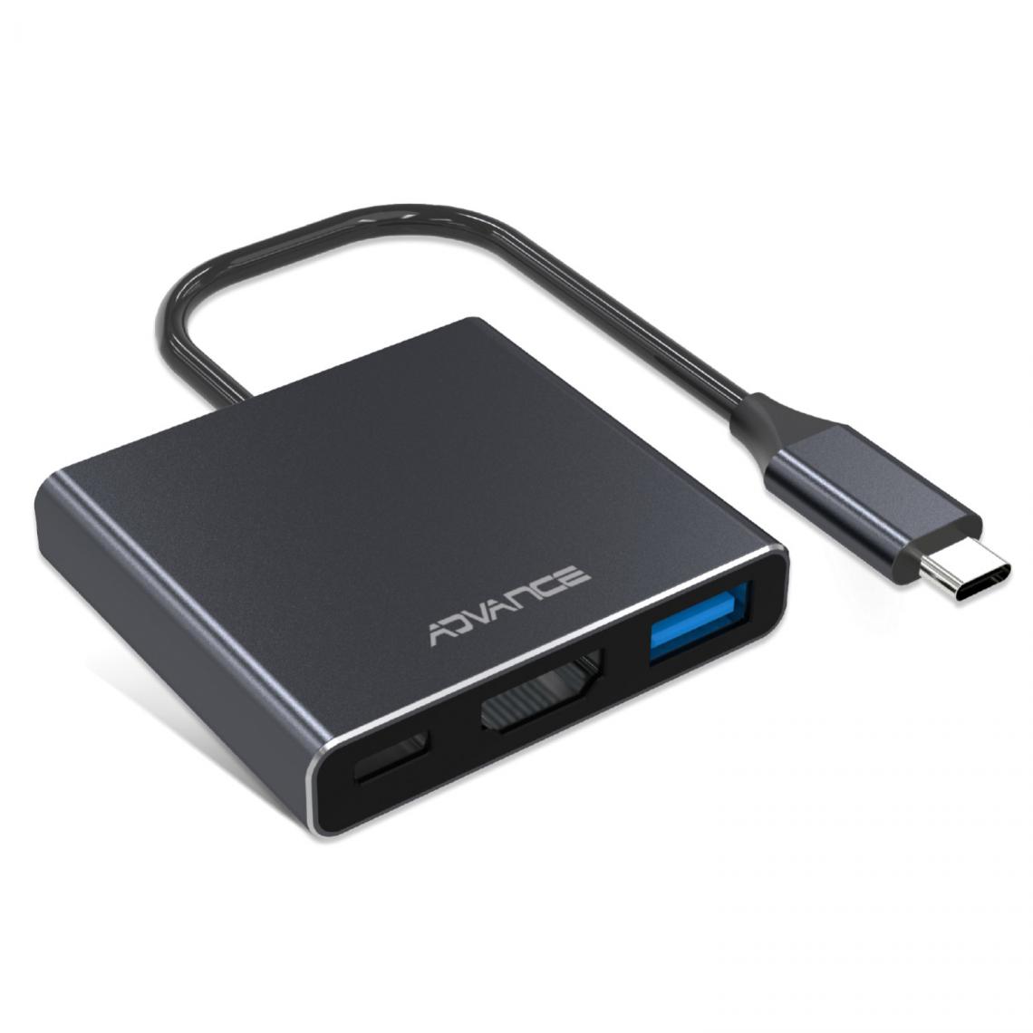 Advance - Adaptateur HUB ADVANCE USB 3 en 1 HDMI 4K-Type C SMART USB-C - Hub
