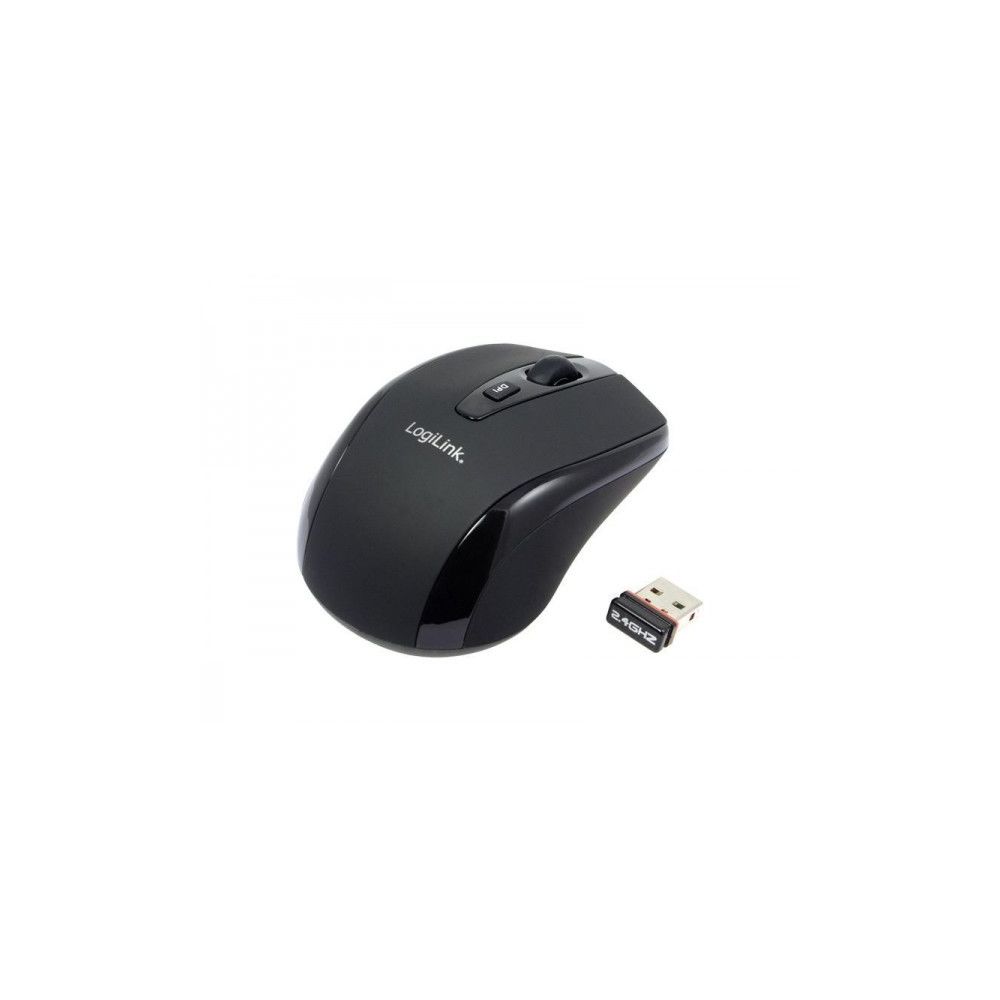 Alpexe - Mini souris de voyage sans fil LogiLink 2.4 GHz Noire (ID0031) - Souris