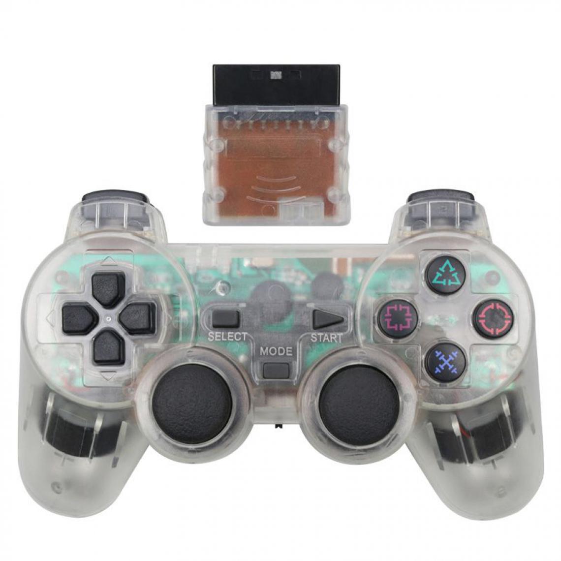 Generic - Manette de jeu sans fil , Joystick, Double Vibration, antichoc  et contrôleur USB pour Console Playstation 2 16 * 9.5 cm - Blanc  - Joystick