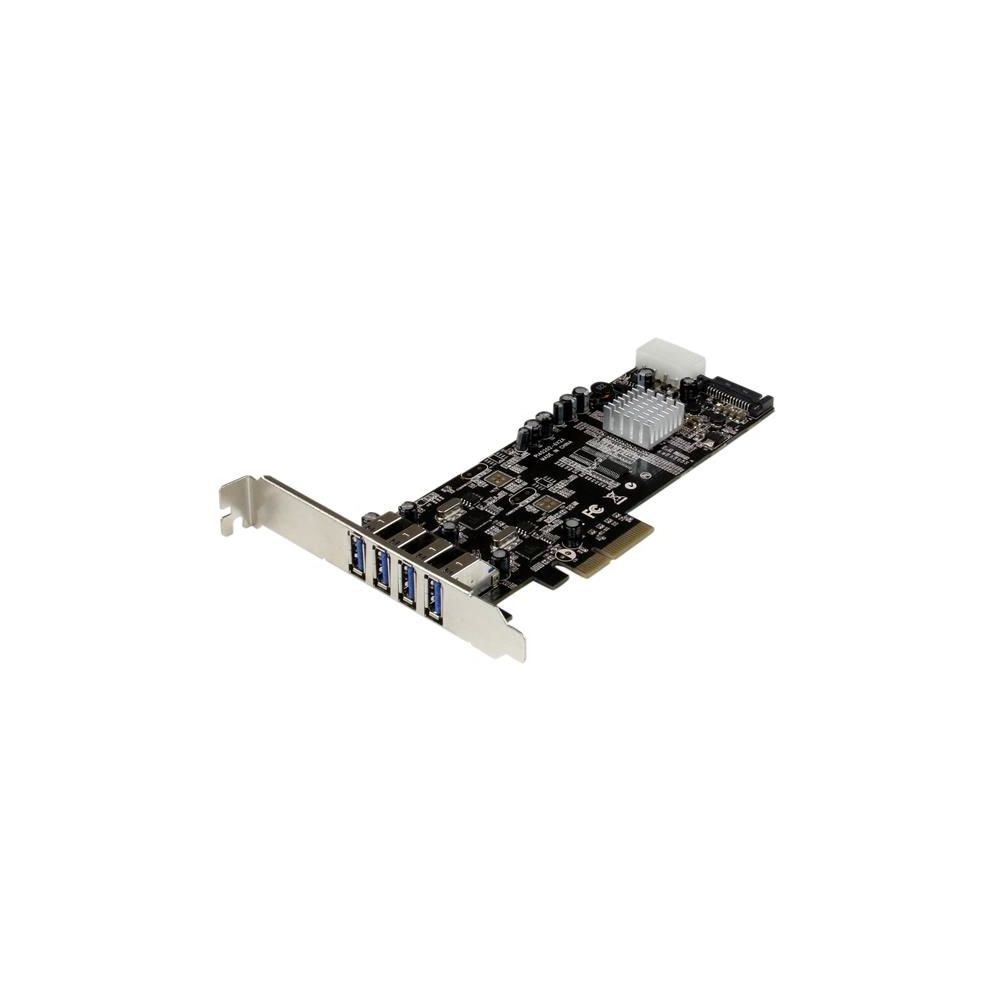 Startech - StarTech.com Carte Contrôleur PCI Express vers 4 Ports USB 3.0 avec 2 voies dédiés de 5 Gb/s - UASP - Alim SATA / LP4 - Lecteur carte mémoire