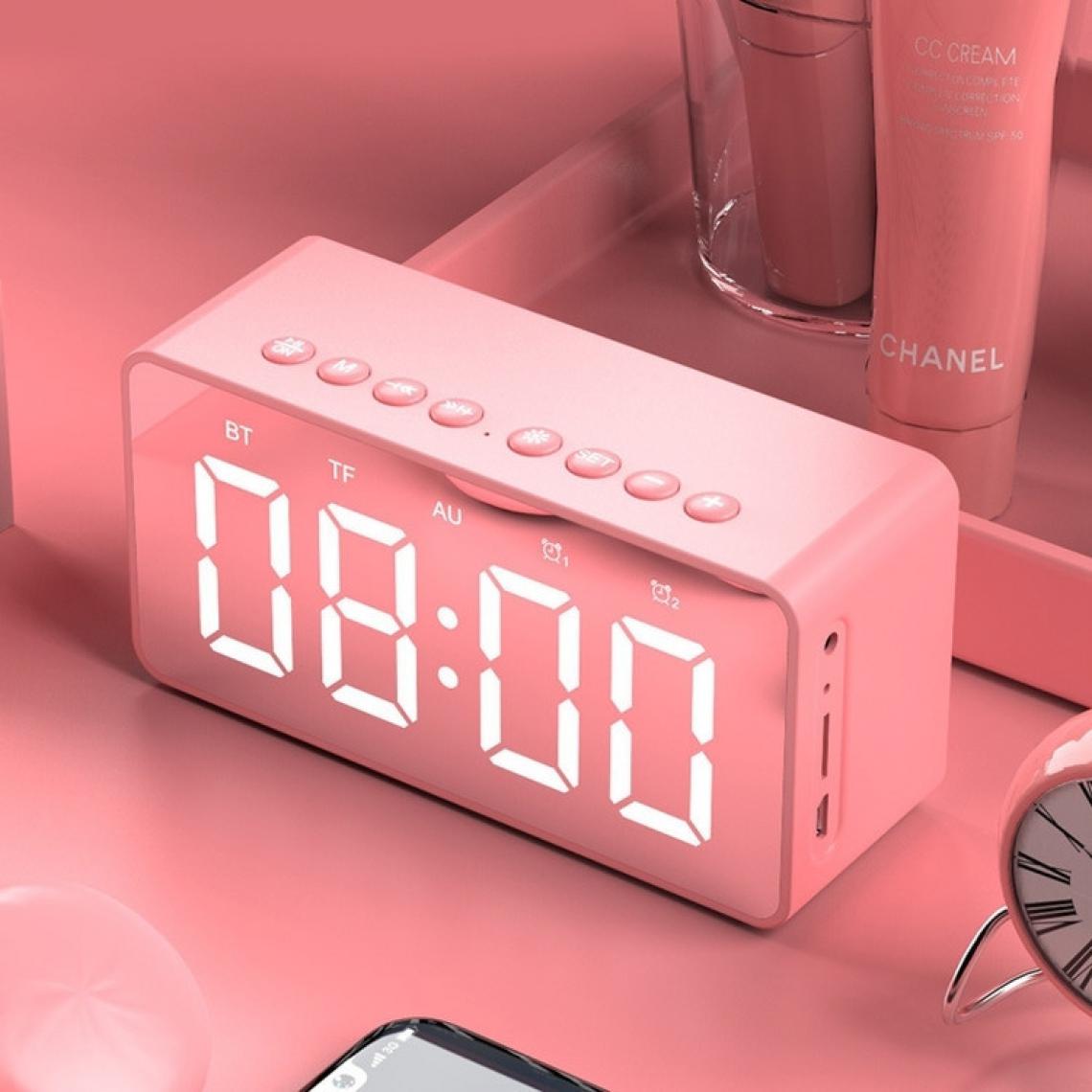 Wewoo - Enceinte Bluetooth Haut-parleur AEC BT506 avec miroiraffichage de l'horloge LEDdouble réveilSnoozeappel mains libres HDchaîne stéréo haute fidélité rose - Enceintes Hifi