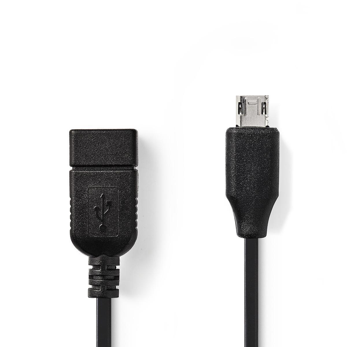 Nedis - Nedis Câble On-The-Go USB 2.0 Micro B Mâle - A Femelle 0,2 m Noir - Câble antenne