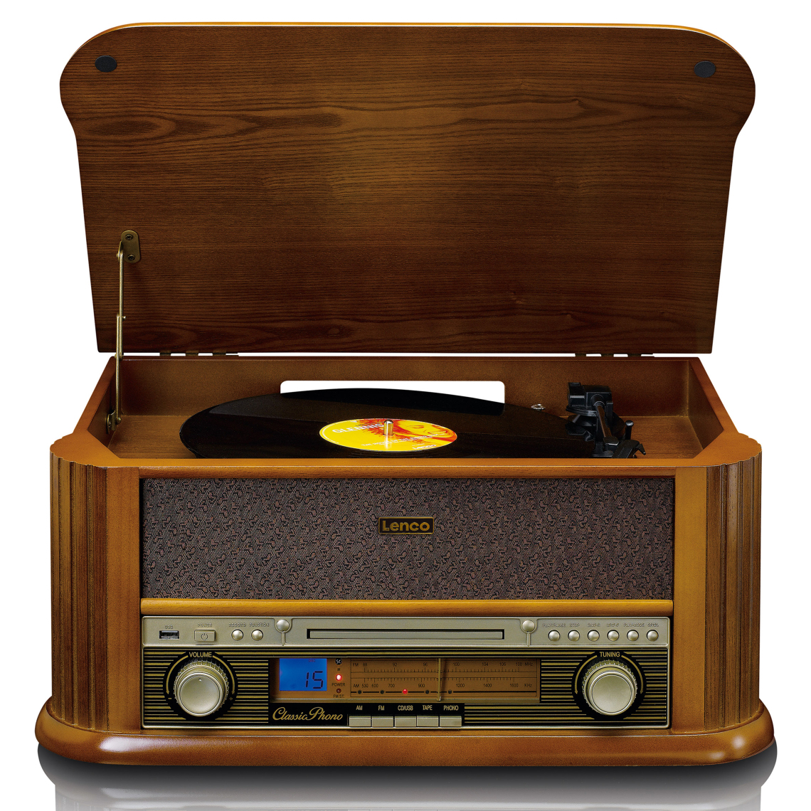 Lenco - Platine vinyle avec radio DAB+ / FM, enregistreur USB, lecteur de CD et de cassettes TCD-2550 Bois - Platine