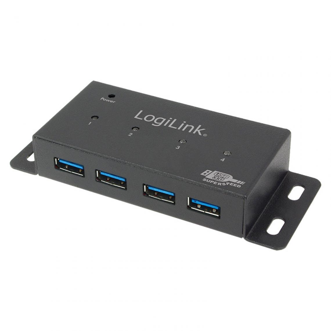Logilink - LogiLink Hub USB 3.0 pour un montage mural, 4 ports, boîtier () - Hub
