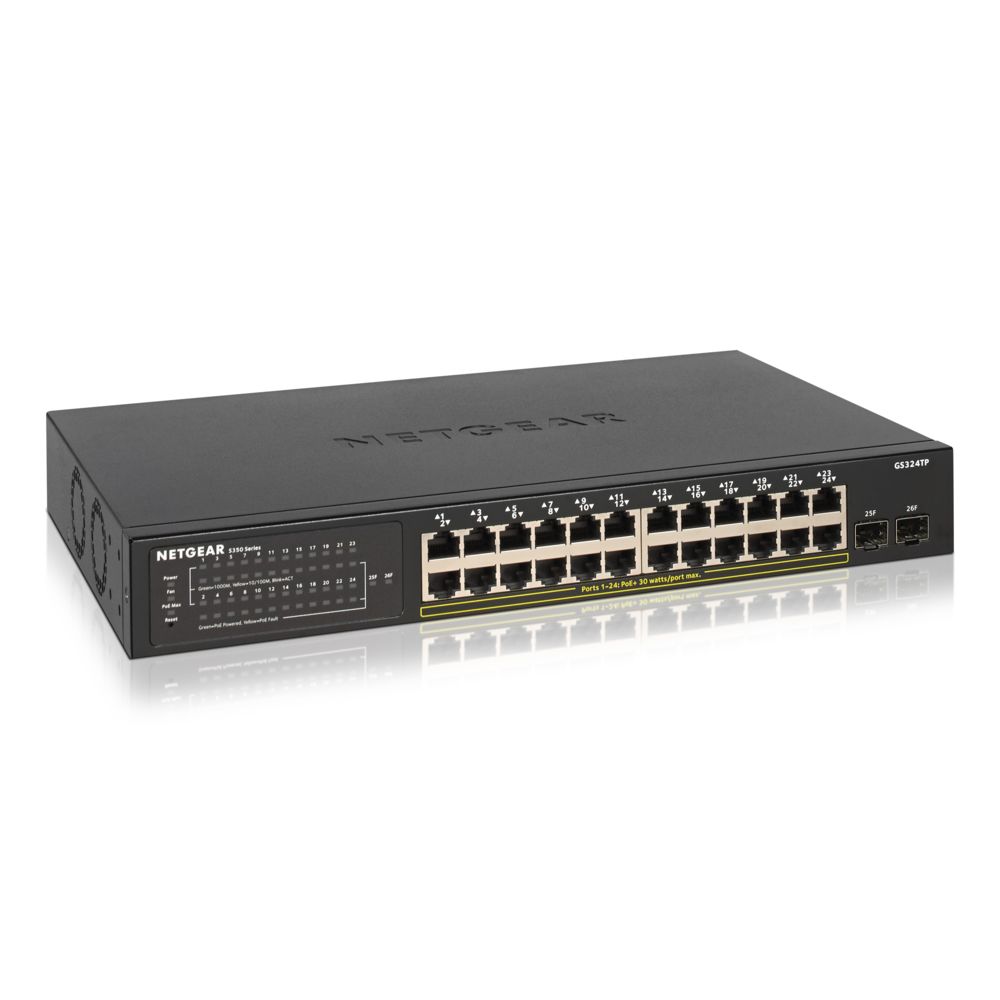 Netgear - Netgear GS324TP Géré Gigabit Ethernet (10/100/1000) Noir Connexion Ethernet, supportant l'alimentation via ce port (PoE) - Switch