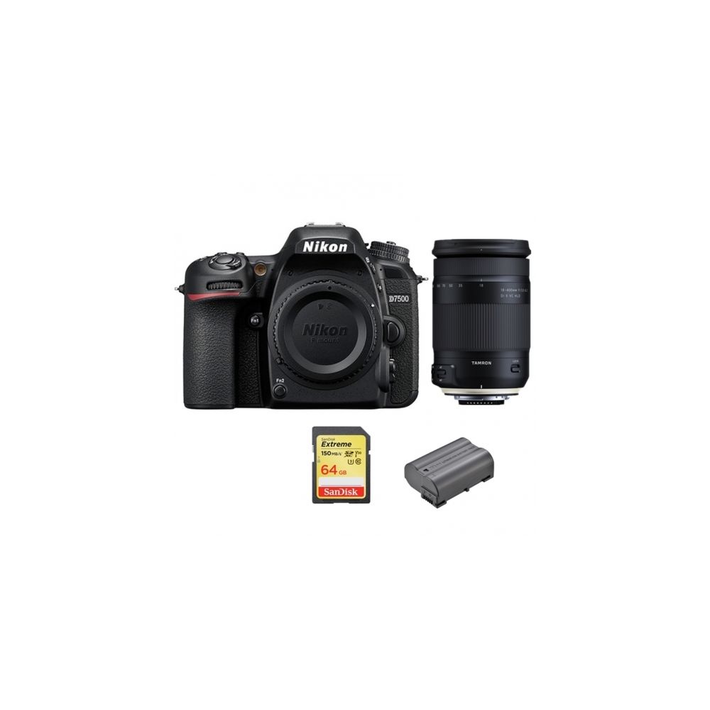 Nikon - NIKON D7500 + TAMRON 18-400mm F3.5-6.3 Di II VC HLD (B028) + 64GB SD card + EN-EL15A Battery - Reflex Grand Public