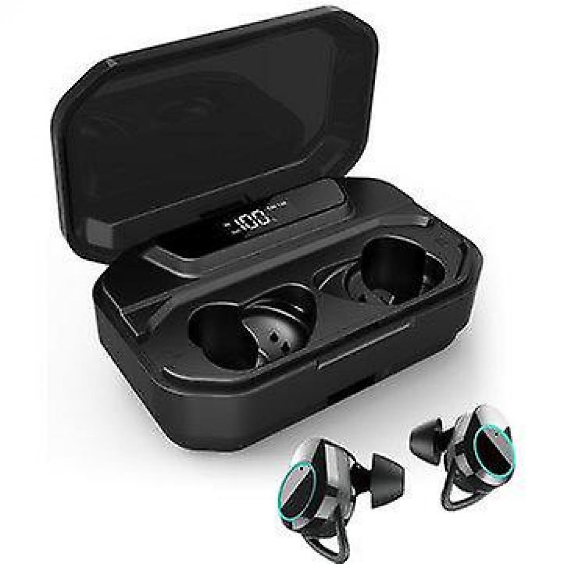 Universal - Bouchons d'oreilles sans fil TWS Bluetooth 5.0 CVC8.0 Contrôle tactile d'élimination du bruit(Le noir) - Micro-Casque