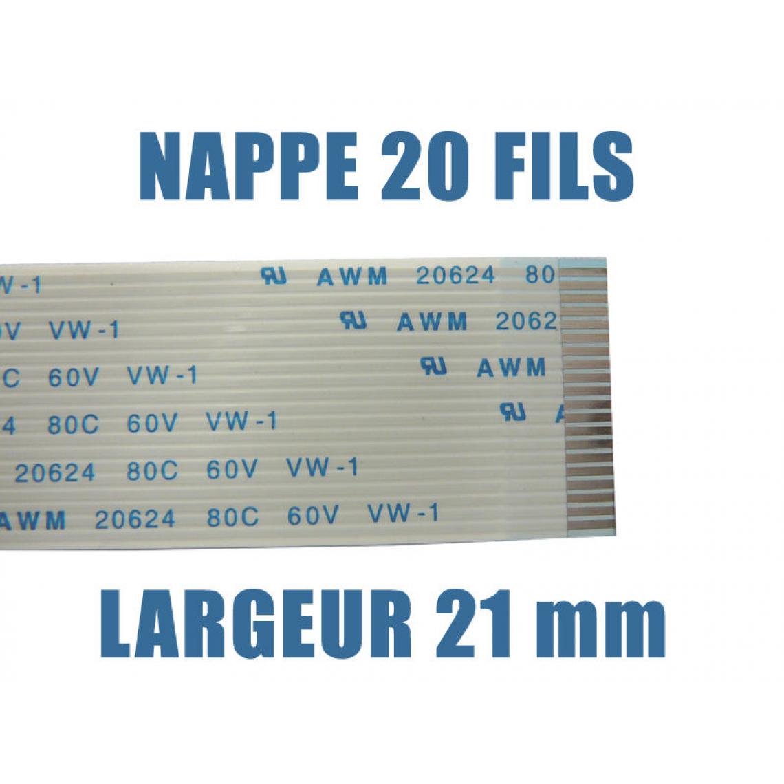 Kalea-Informatique - Nappe Ruban ZIF FPC - 20 PINS - PAS 1MM - LONGUEUR 100mm Connecteurs sur la même face de la Nappe - Accessoires SSD