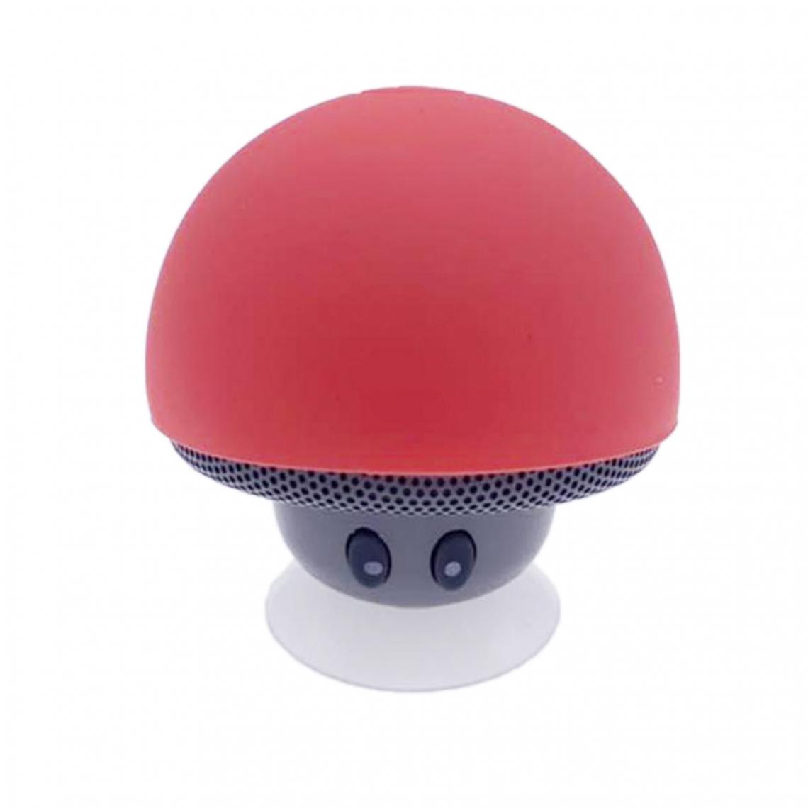 marque generique - Haut-parleur Portable D'aspiration De Forme De Champignon Mignon Bluetooth Bluetooth Rouge Et Gris Clair - Barre de son