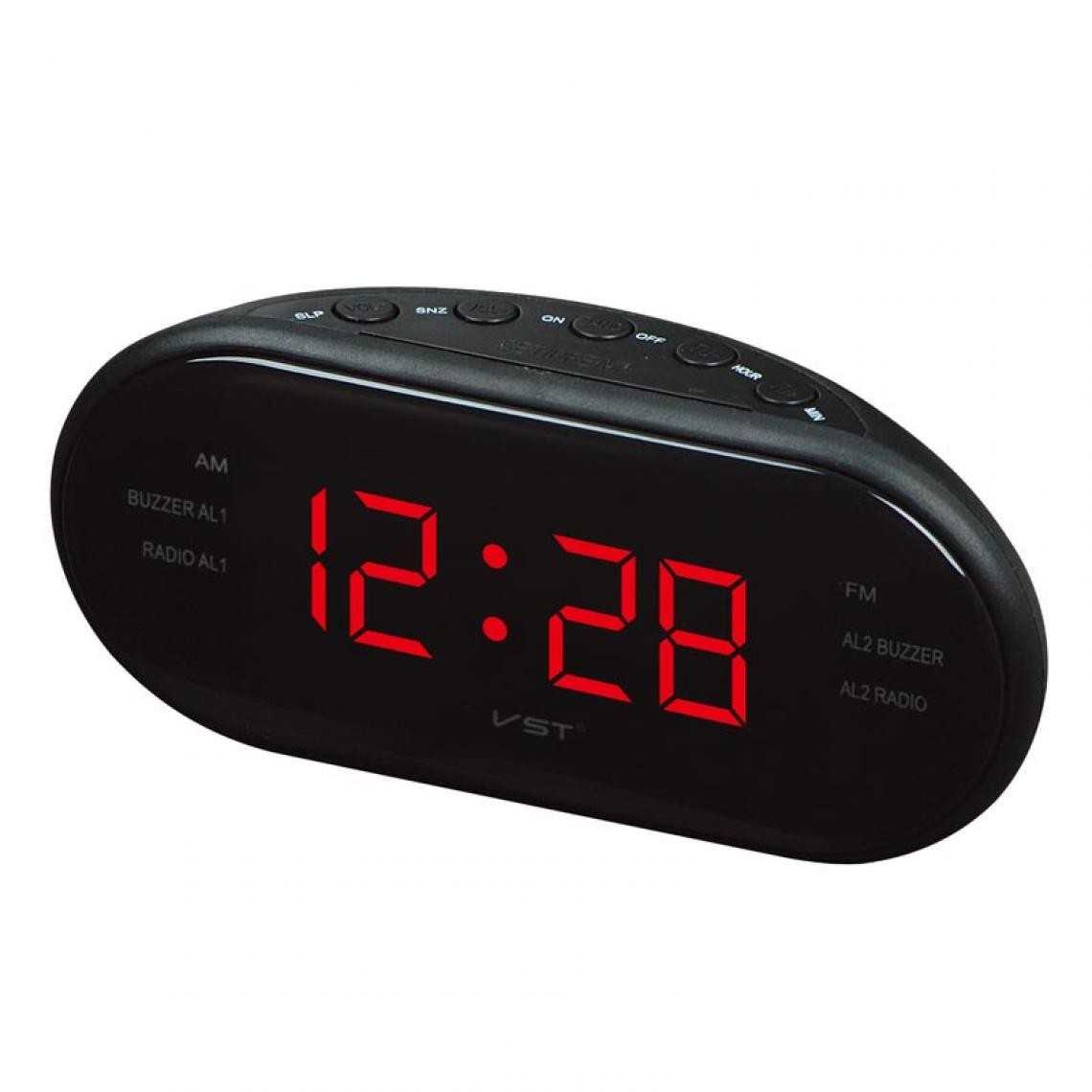 Universal - AM/FM LED Horloge Radio avec Double Alarme Sommeil Loisirs Fonction Sortie Alimentation Grand Bureau Numérique Chambre Numérique Horloge Radio Cadeau |(Rouge) - Radio