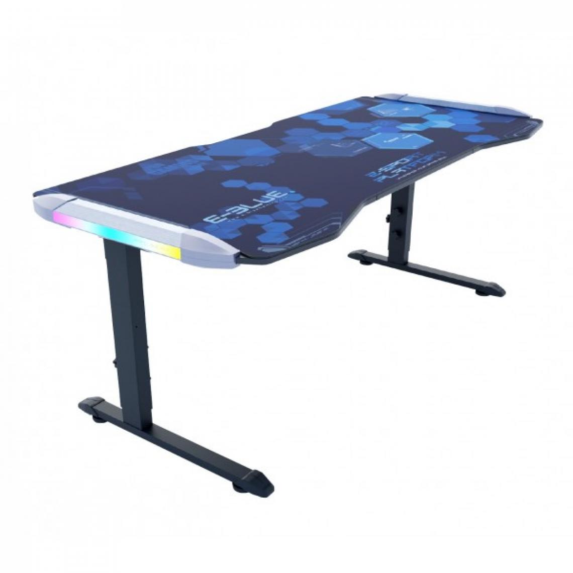E-Blue - Bureau Gamer King Size Smart LED RGB – E-BLUE - EGT576-S - Hauteur ajustable - Largeur 1m75 - Bureau gamer