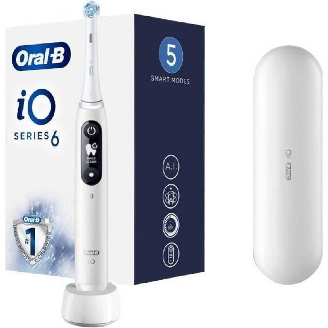 Oral-B - Brosse a dents electrique rechargeable ORAL-B iO Series 6 - 1 Manche, 1 Brossette, 1 Etui de voyage Premium Offert - Brosse à dents électrique